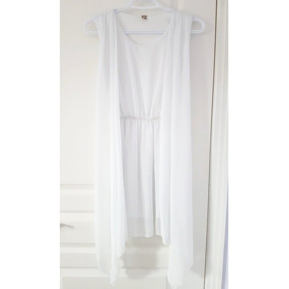 White Chiffon Sleeveless Dress - Picture 1 of 3